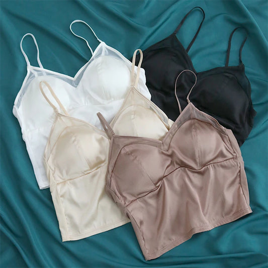 Women’s 100% Mulberry Silk Padded Cami Tube Top – Strapless Bralette Lingerie TG244