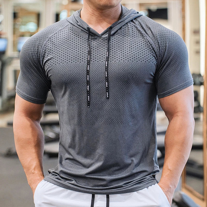 Men's Quick-Dry Hooded Gym T-Shirt