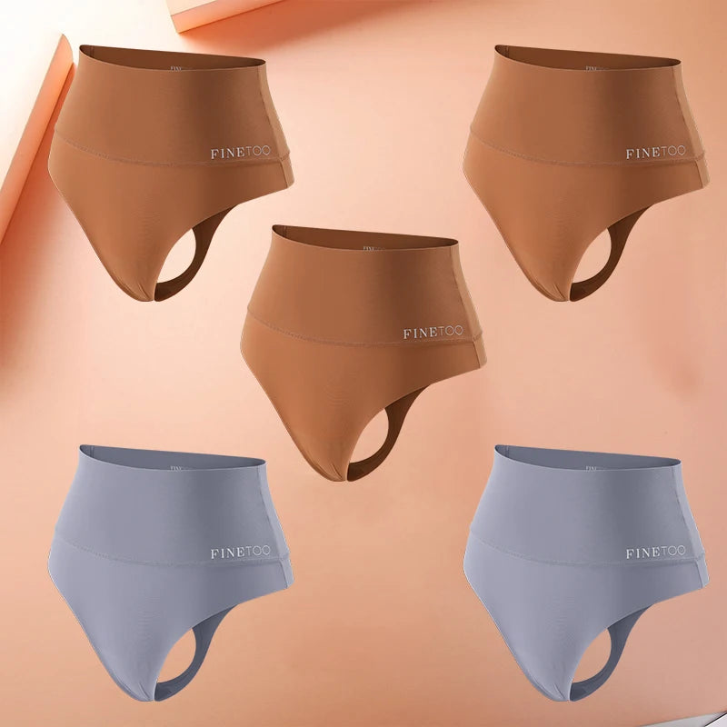 5-Pack High Waist Seamless Thong Shapewear Panties – Tummy Control, Antibacterial Lining