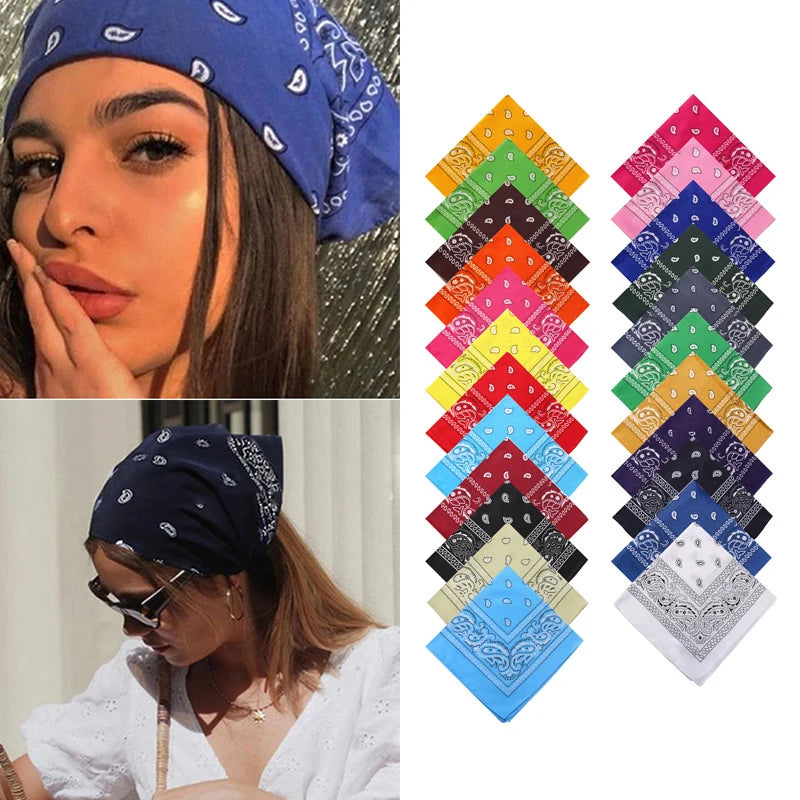 Hip Hop Women Bandana Scarf Girls Kids Punk Square Bandanas Headwear Fashion Bohemian Head Scarf Headbands Hair Accessories