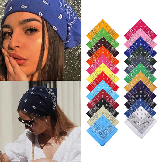 Hip Hop Women Bandana Scarf Girls Kids Punk Square Bandanas Headwear Fashion Bohemian Head Scarf Headbands Hair Accessories