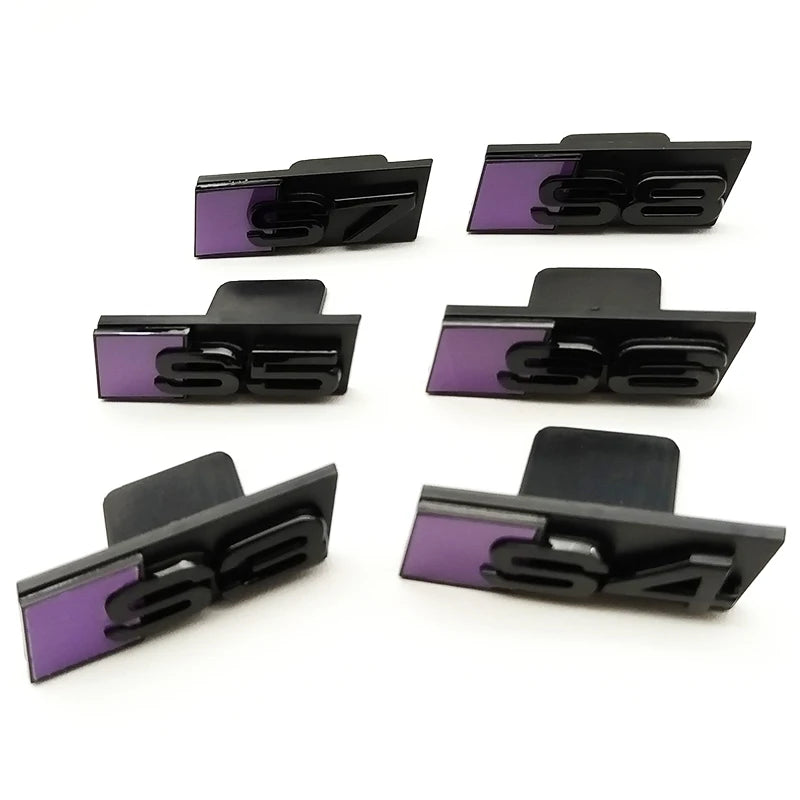 3D ABS Yellow Black Car Grill Logo S3 S4 S5 S6 S7 S8 Front Grille Emblem Badge For Audi S3 S4 S5 S6 S7 S8 Accessories