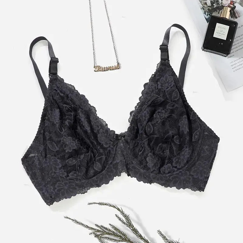 BEAUWEAR Plus Size Floral Lace Underwire Bra – C/D Cups