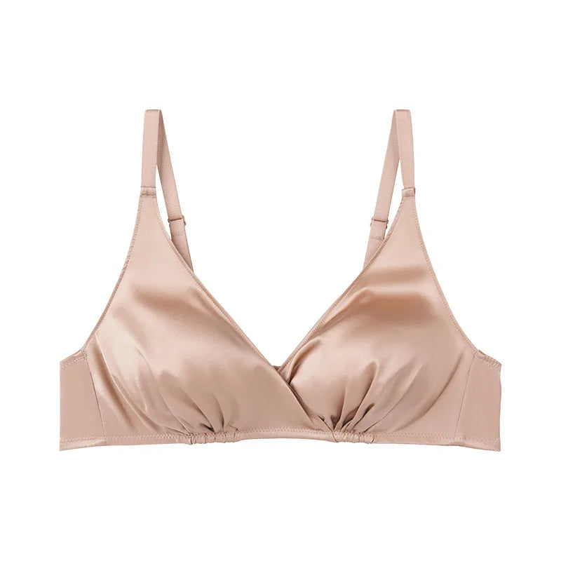 SuyaDream Women's Silk Bra – Wire-Free, Thin Padding, 100% Natural Silk Lining