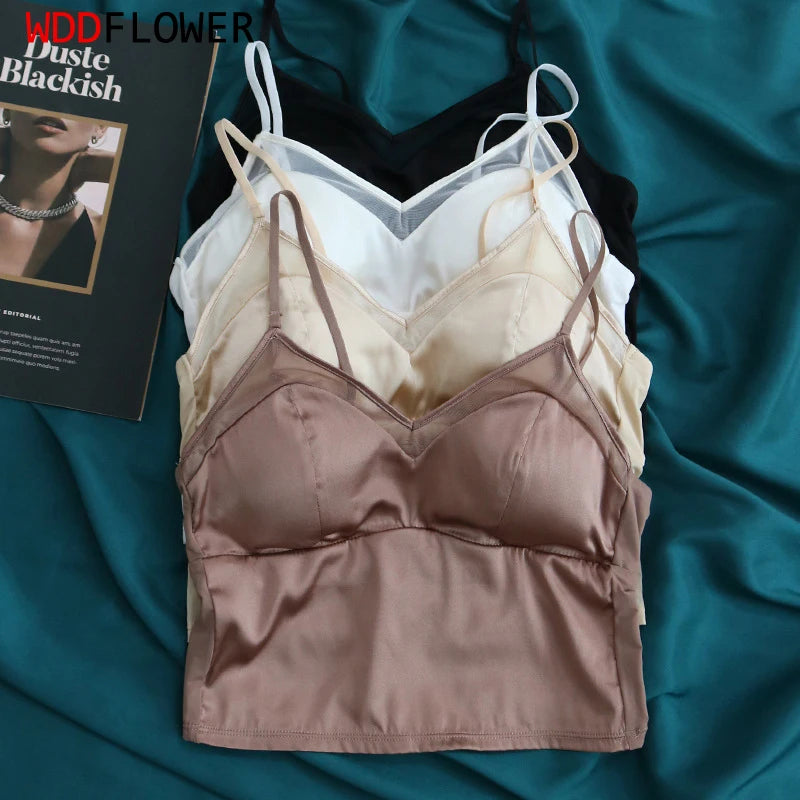Women’s 100% Mulberry Silk Padded Cami Tube Top – Strapless Bralette Lingerie TG244