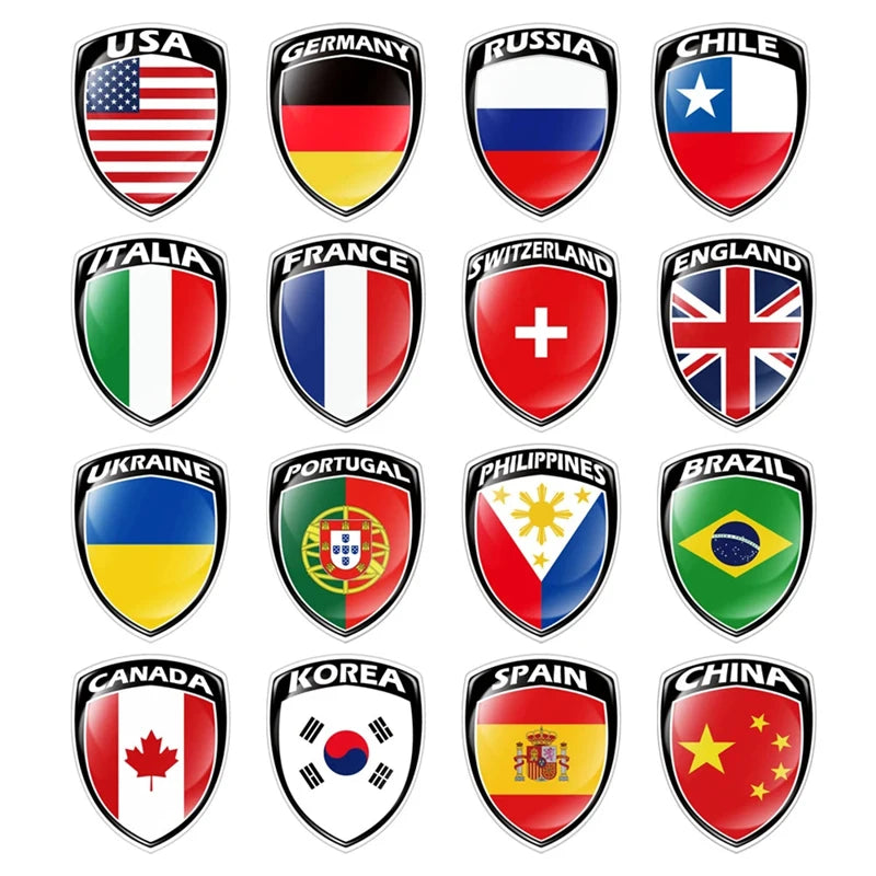 3D Reflective Flag Sticker Motorcycle Parts Car Decal UK Italy France Russia Spain Brazil South Korea Japan Chile USA ukraine