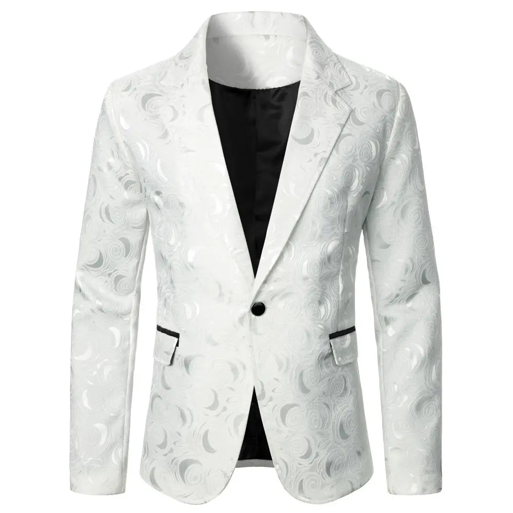 Men's Suit Jacket Floral Texture Luxury Fabric Men's Coat Wedding Dinner Party Daily Wear Stage Performance Men's Coat Blazer
