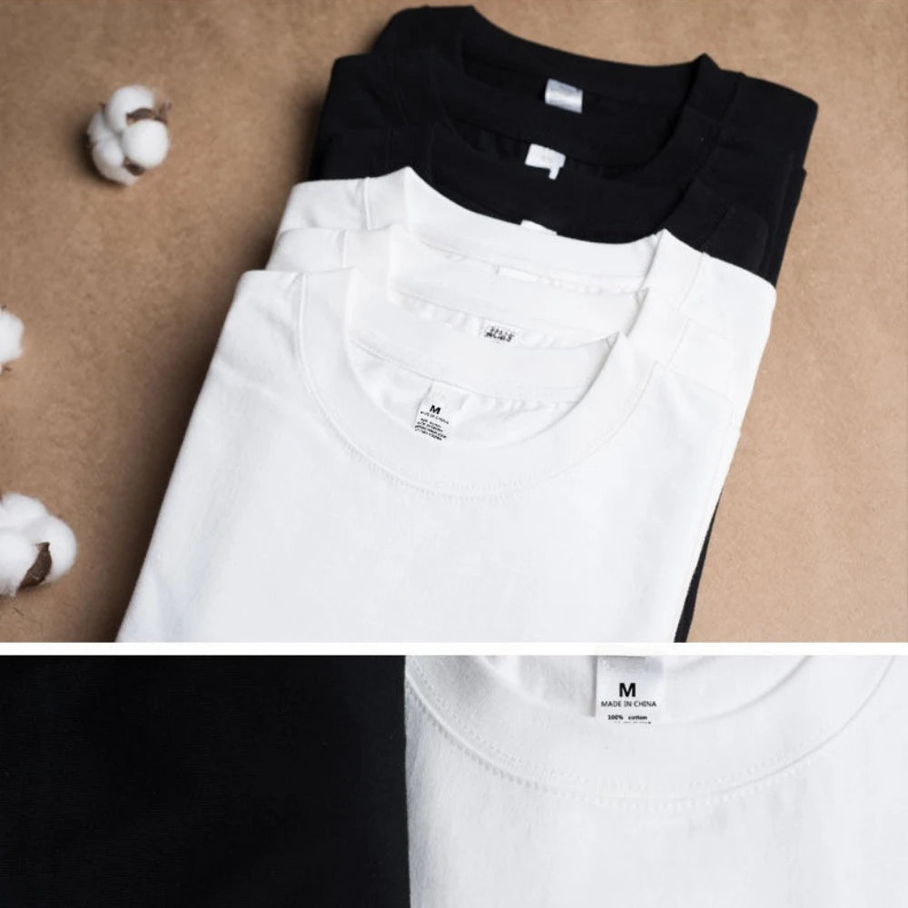 2PCS Unisex White Cotton T-Shirts – Casual Loose Fit Short Sleeve Tees for Men & Women