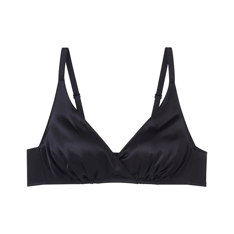 SuyaDream Women's Silk Bra – Wire-Free, Thin Padding, 100% Natural Silk Lining