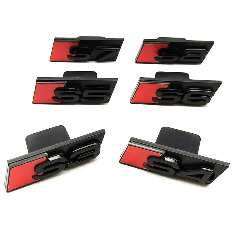 3D ABS Yellow Black Car Grill Logo S3 S4 S5 S6 S7 S8 Front Grille Emblem Badge For Audi S3 S4 S5 S6 S7 S8 Accessories