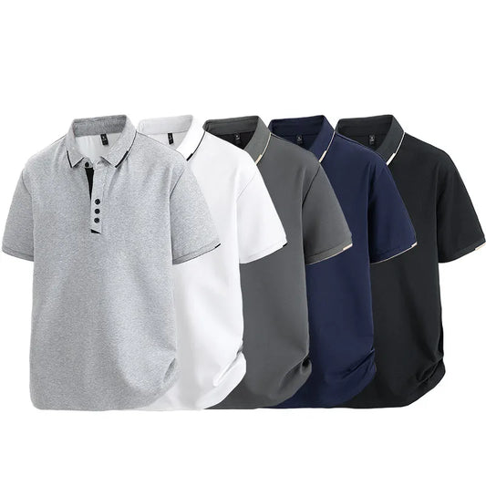 Men's Plus Size L , 8XL Summer T-Shirt – Elegant Polo Collar, Short Sleeve, Soft Cotton