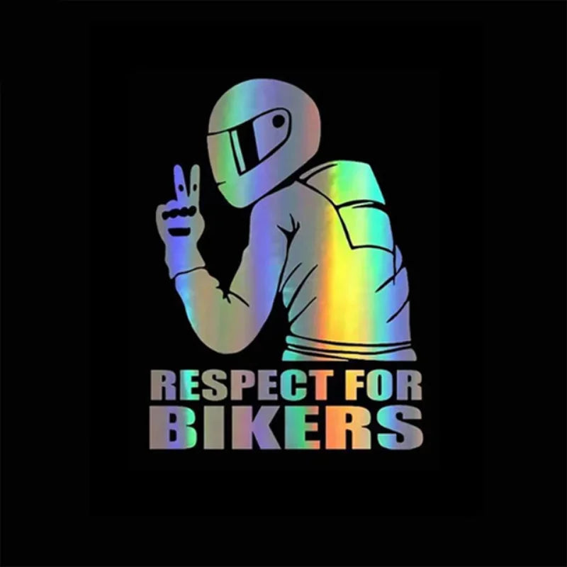RESPECT FOR BIKERS Car Motorcycle Sticker Laser Reflective Decals Car Body Decorative Vinyl Funny Stickers