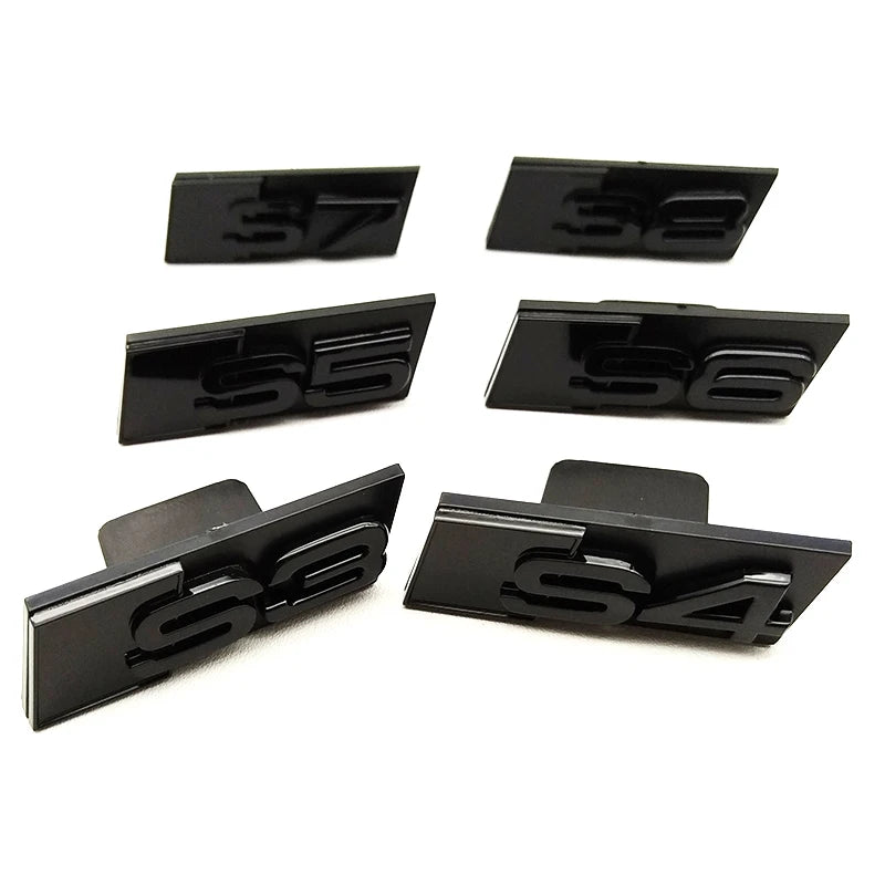 3D ABS Yellow Black Car Grill Logo S3 S4 S5 S6 S7 S8 Front Grille Emblem Badge For Audi S3 S4 S5 S6 S7 S8 Accessories