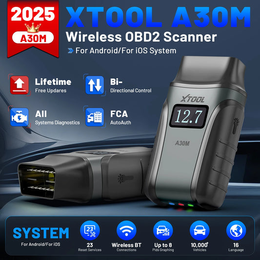 XTOOL Anyscan A30M OBD2 Bluetooth Scanner 23 Reset Functions All System Diagnostic Tool Active Test Lifetime Free Update CAN FD