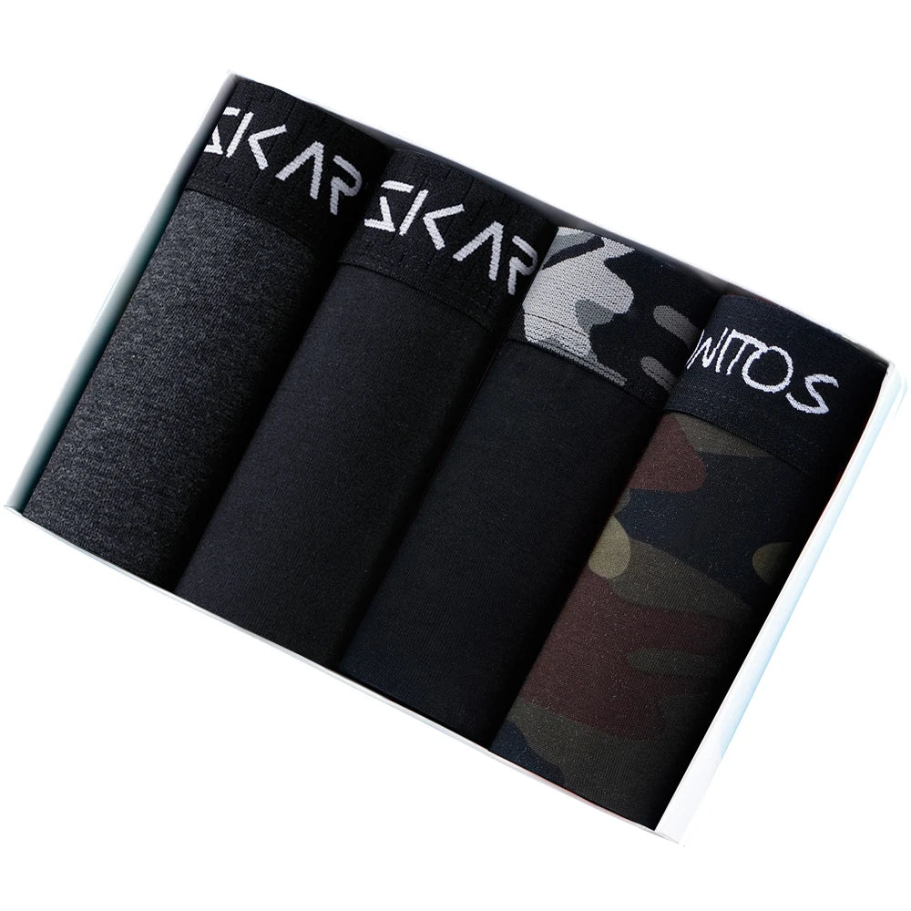 4pcs Set Men Boxer Shorts Soft Boxers for Men's Panties Men’s Underpants Male Cotton Sexy Underwear Boxershorts Family Calecon