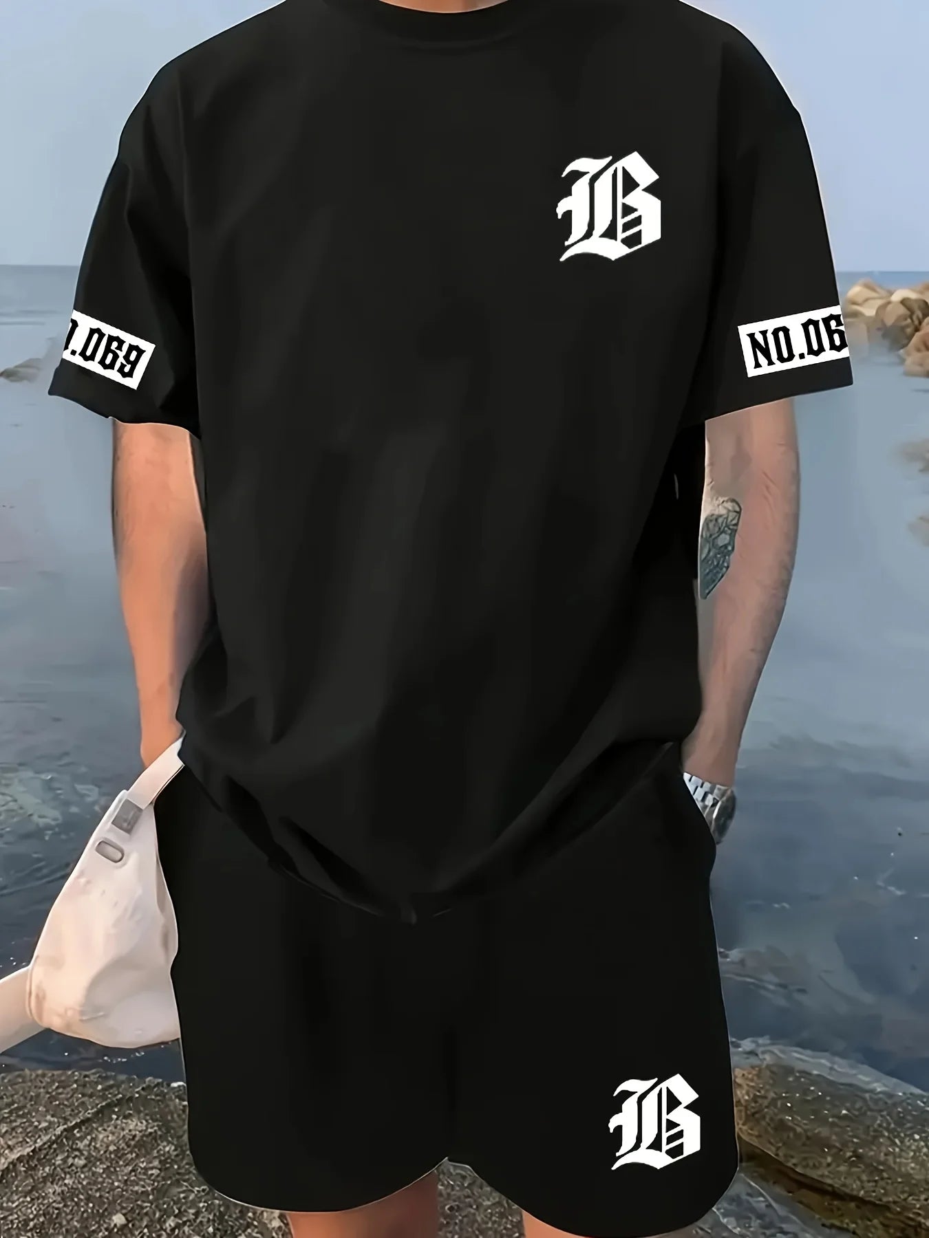2025 Summer Men’s Casual Set – Letter Print T-Shirt & Shorts