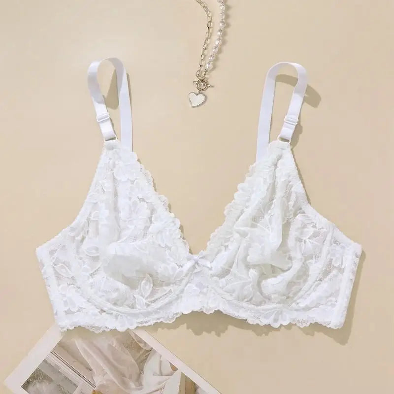 BEAUWEAR Plus Size Floral Lace Underwire Bra – C/D Cups