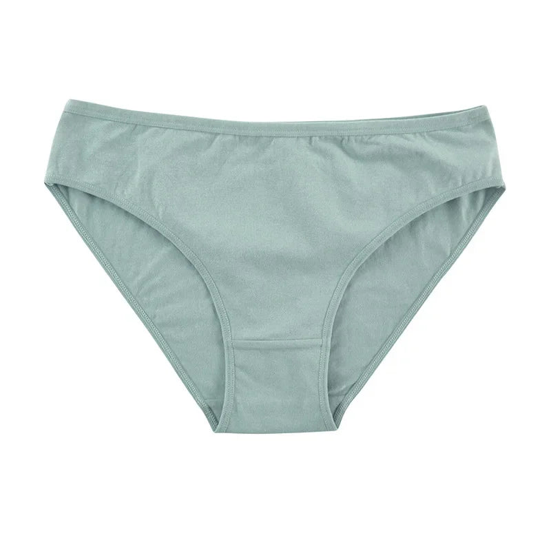 6-Pack Women's Cotton Panties – Mid-Waist, Solid Colors, Breathable & Soft Underwear