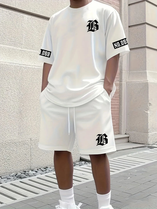2025 Summer Men’s Casual Set – Letter Print T-Shirt & Shorts