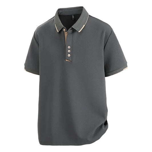 Men's Plus Size L , 8XL Summer T-Shirt – Elegant Polo Collar, Short Sleeve, Soft Cotton