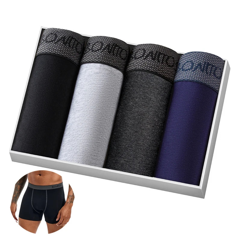 4pcs Set Men Boxer Shorts Soft Boxers for Men's Panties Men’s Underpants Male Cotton Sexy Underwear Boxershorts Family Calecon