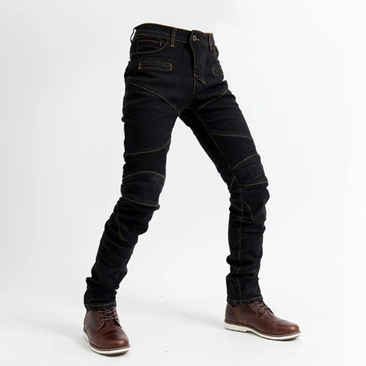 Motorcycle Riding Jeans for Men – Slim Fit Denim with Removable Knee & Hip Pads