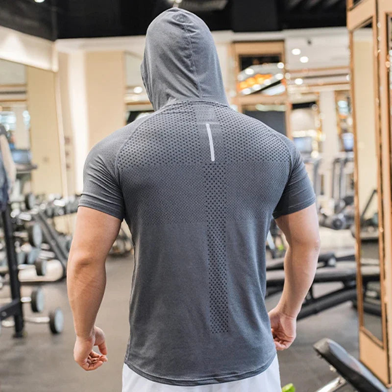 Men's Quick-Dry Hooded Gym T-Shirt
