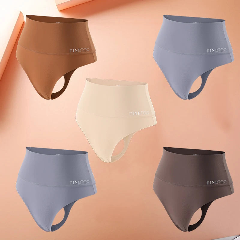 5-Pack High Waist Seamless Thong Shapewear Panties – Tummy Control, Antibacterial Lining