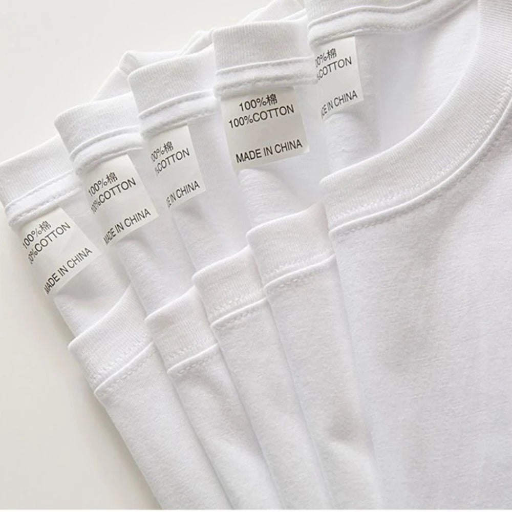 2PCS Unisex White Cotton T-Shirts – Casual Loose Fit Short Sleeve Tees for Men & Women