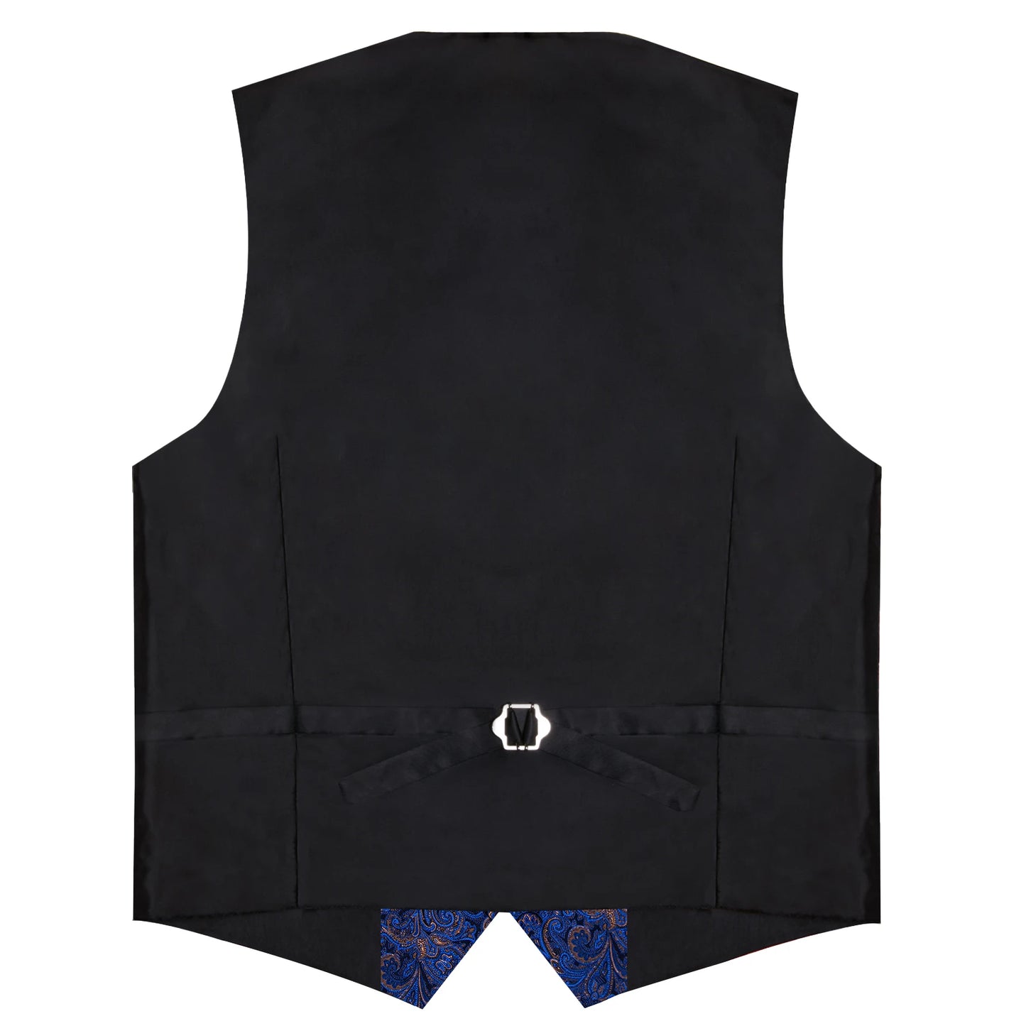 Luxury Royal Blue Paisley Silk Suit Vest Tie Set with Dragon Metal Ring Handkerchief Cufflinks Wedding Prom Tuxedo Waistcoat