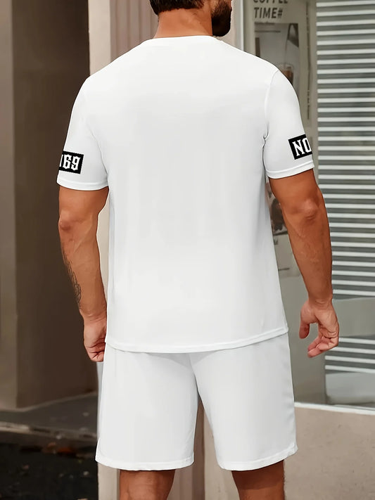 2025 Summer Men’s Casual Set – Letter Print T-Shirt & Shorts