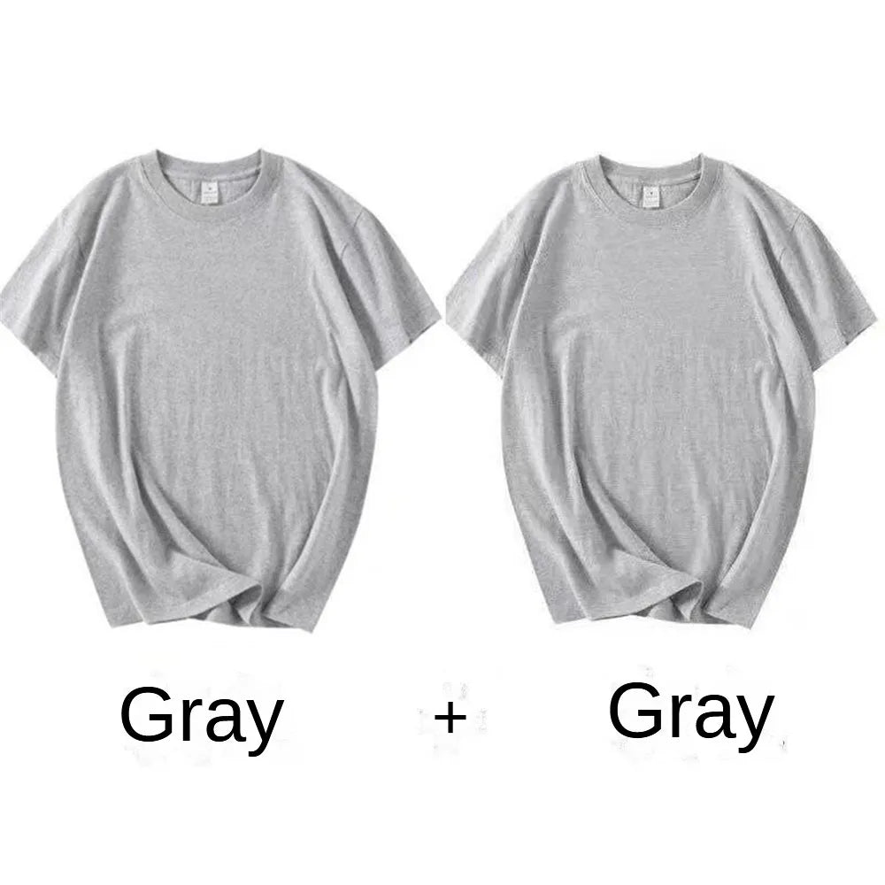2PCS Unisex White Cotton T-Shirts – Casual Loose Fit Short Sleeve Tees for Men & Women