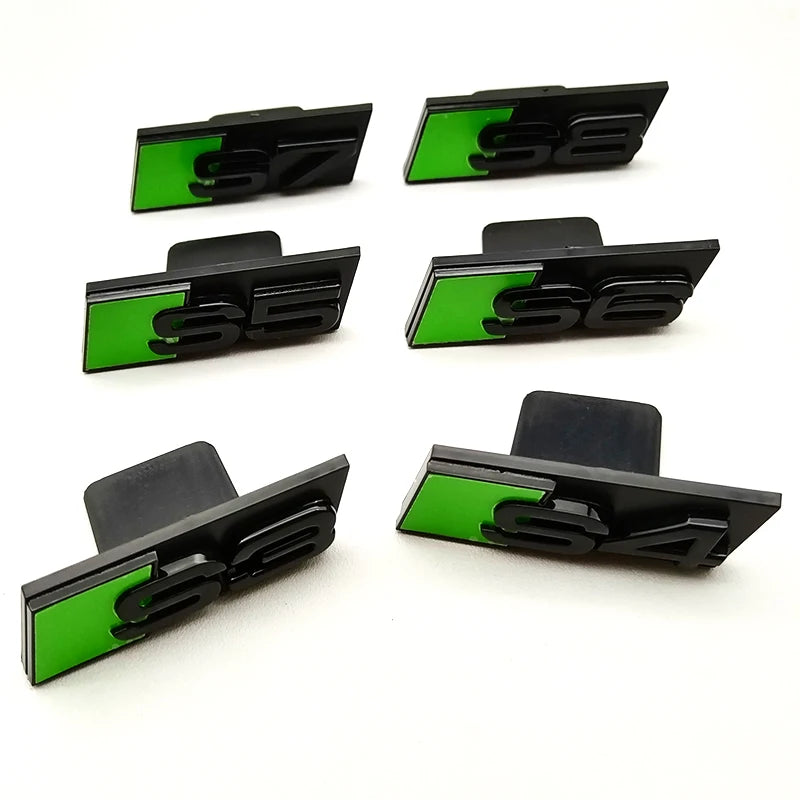 3D ABS Yellow Black Car Grill Logo S3 S4 S5 S6 S7 S8 Front Grille Emblem Badge For Audi S3 S4 S5 S6 S7 S8 Accessories
