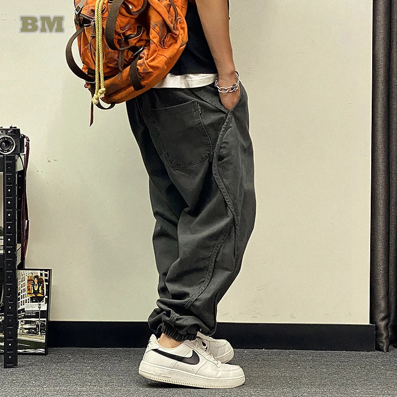 Men’s Oversized Cargo Joggers – Harajuku Korean Streetwear Pants Plus Size