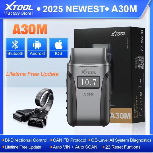 XTOOL Anyscan A30M OBD2 Bluetooth Scanner 23 Reset Functions All System Diagnostic Tool Active Test Lifetime Free Update CAN FD