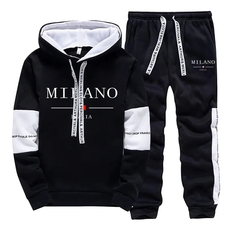 Men's Autumn Hoodies Sweatpants 2pcs Set Urban Milan Fashion Sportswear Male Home Outdoor Casual Sport Jogging Suit Gym Outfits
