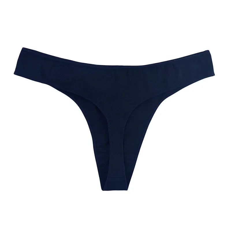 6-Pack Women’s Cotton Thong Panties – Low Rise, Breathable, Sporty Style