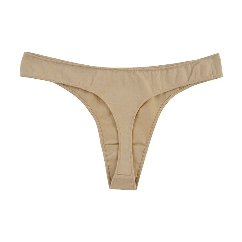 6-Pack Women’s Cotton Thong Panties – Low Rise, Breathable, Sporty Style
