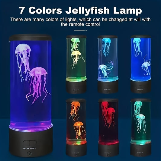 1pc 3D Dynamic Jellyfish Lava Lamp, 7-Color Changing Atmosphere Lamp, Desktop Decorative Lamp, Suitable for Home, Office, Bedroom, Aquarium Simulation Decorative Lamp, Festival Gift, Perfect Gift for Teenagers and Adults (USB