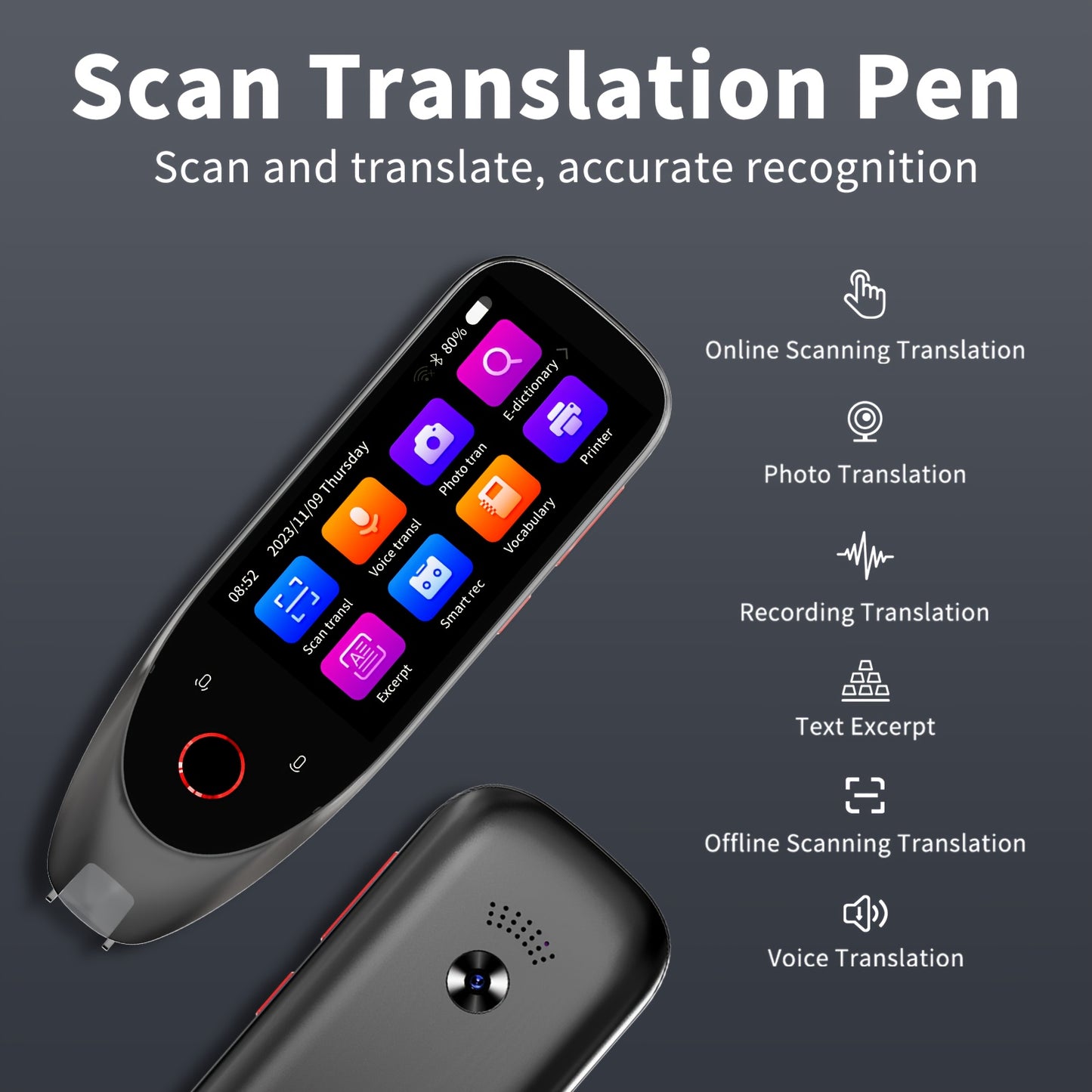Translation Pen, Assistive Reading Pen for Dyslexia, 112 languages Instant two-way Translator Pen, Dictionary Pen, Text to Speech/Photo Translator Pen, Language Learners, Travel, Business People