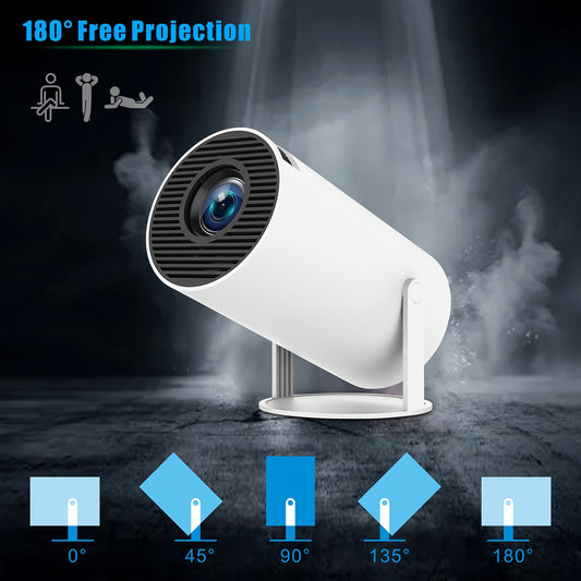 W WUDUNG HY300pro 4K Mini Projector Android 11.0 1280*720P 160ANSI Portable Wireless Home Theater, 180° Adjustable Projection Angle, 3D Ready, LCD Display, Type-C Power Supply, No Battery Required