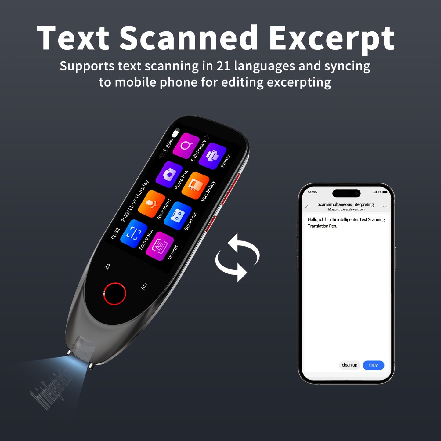 Translation Pen, Assistive Reading Pen for Dyslexia, 112 languages Instant two-way Translator Pen, Dictionary Pen, Text to Speech/Photo Translator Pen, Language Learners, Travel, Business People