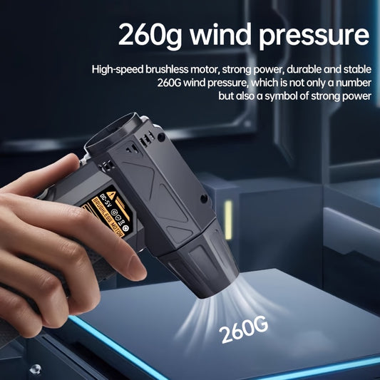1pc Personal USB Charging Fan, Handheld Portable Turbine Blower with LED Lighting Feature, High-Speed Brushless Motor, Large Capacity Battery, Powerful Car Windshield Defroster, Outdoor Leaf Blowing Fan! Suitable for Cars, Pr