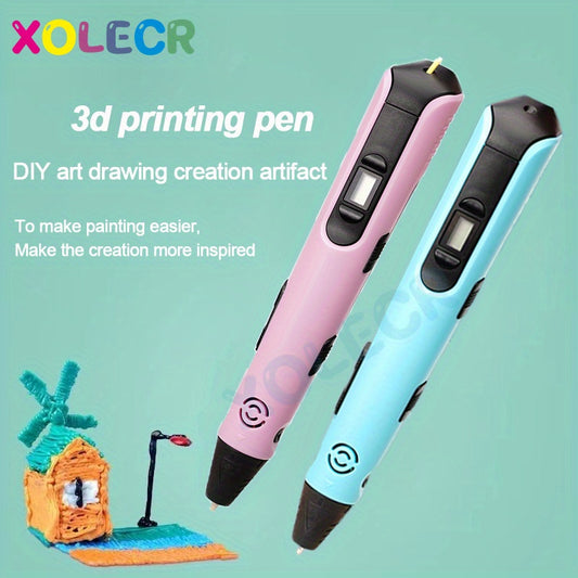 1pc Xolecr 3D Printing Pen with LCD HD Display - USB-Powered, Creative Drawing & Graffiti Art Tool, Ideal for Birthday and Christmas Gifts, Artistic Expression | LCD Screen Display | Versatile Pen, 3rd Generation